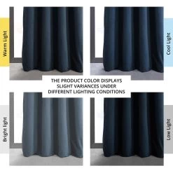 Midnight Blue Grommet Signature Velvet Blackout Curtain 13 Midnight Blue Grommet Signature Velvet Blackout Curtain -Chic Curtains Shop VPCH 194023 GRBO angled front view