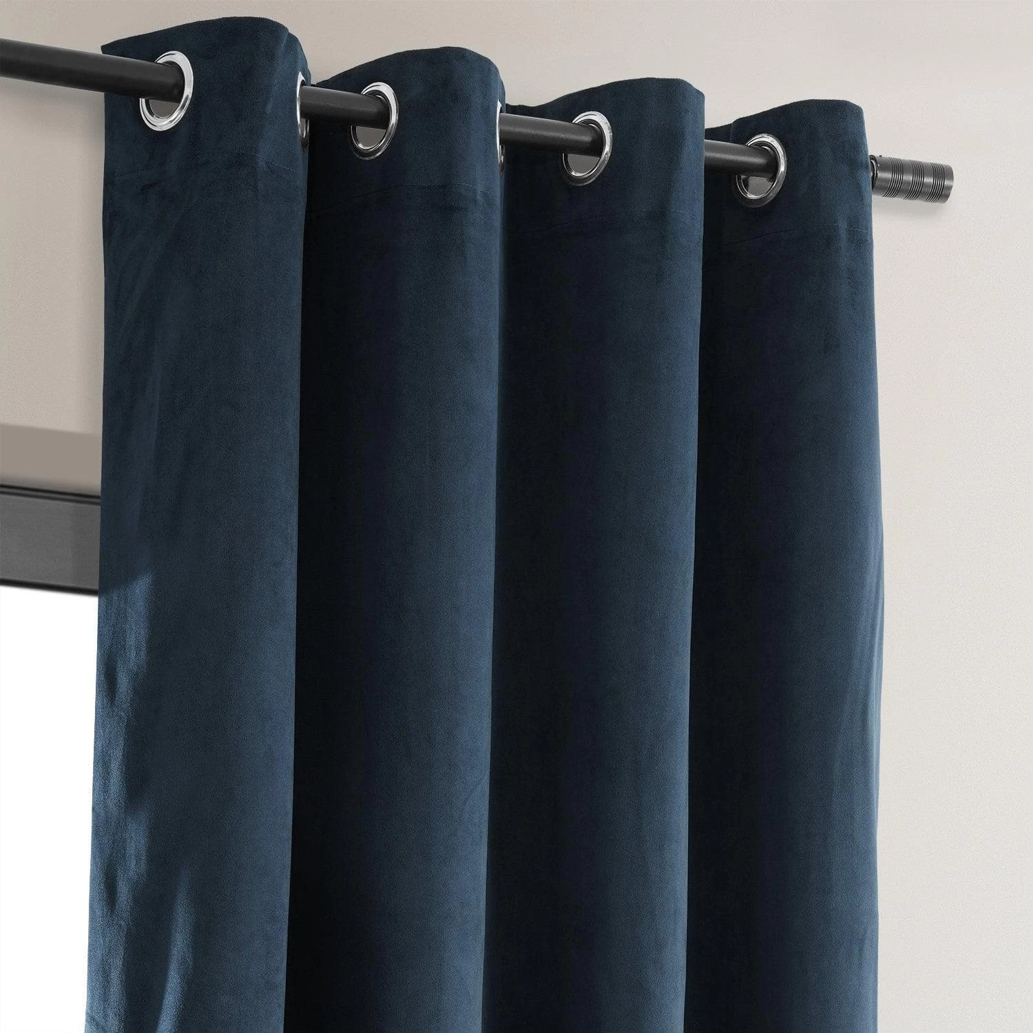 Midnight Blue Grommet Signature Velvet Blackout Curtain 4 Midnight Blue Grommet Signature Velvet Blackout Curtain - Image 2