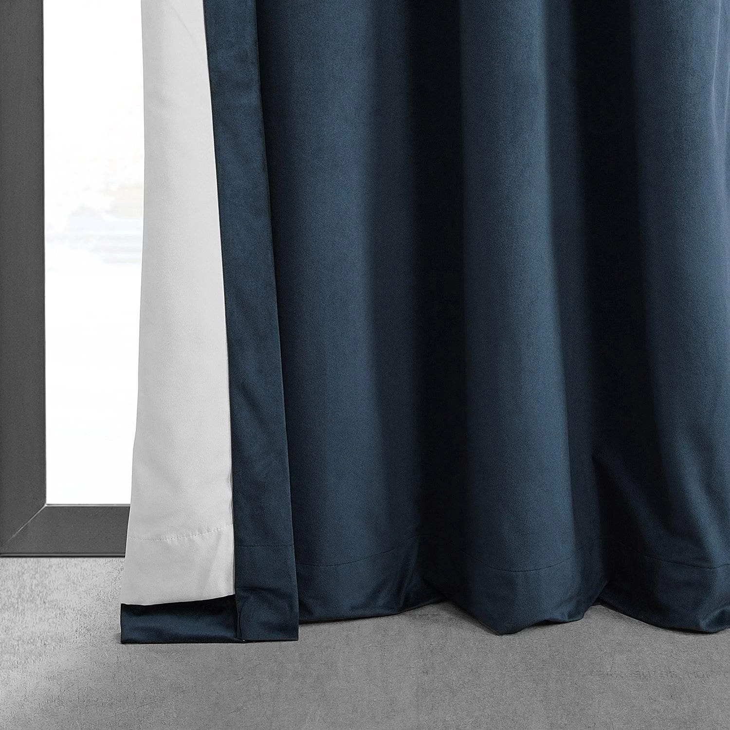 Midnight Blue Grommet Signature Velvet Blackout Curtain 6 Midnight Blue Grommet Signature Velvet Blackout Curtain - Image 4