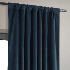 Midnight Blue Signature Velvet Blackout Curtain 11 Midnight Blue Signature Velvet Blackout Curtain -Chic Curtains Shop VPCH 194023 pole pocket header