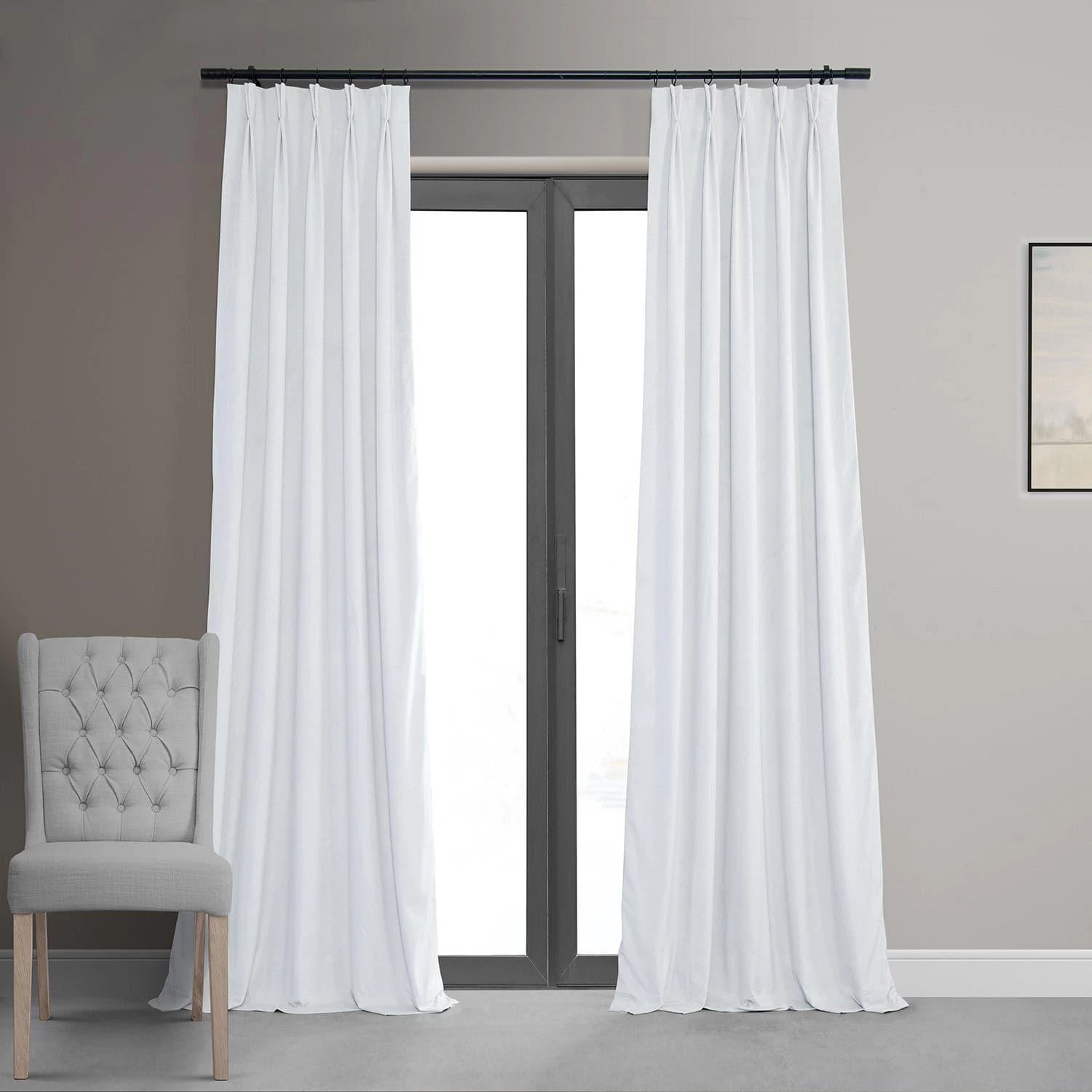Primary White French Pleat Signature Velvet Blackout Curtain 3 Primary White French Pleat Signature Velvet Blackout Curtain