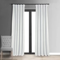 Primary White Signature Velvet Blackout Curtain