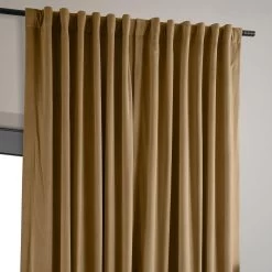 Amber Gold Signature Extra Wide Velvet Blackout Curtain -Chic Curtains Shop VPCH VET1211 back tab header