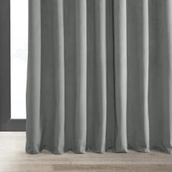 Silver Grey Grommet Signature Extra Wide Velvet Blackout Curtain -Chic Curtains Shop VPCH VET1213 GR floor break