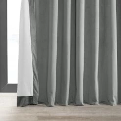 Silver Grey Grommet Signature Extra Wide Velvet Blackout Curtain -Chic Curtains Shop VPCH VET1213 GR lining view