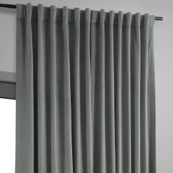 Silver Grey Signature Extra Wide Velvet Blackout Curtain -Chic Curtains Shop VPCH VET1213 back tab header
