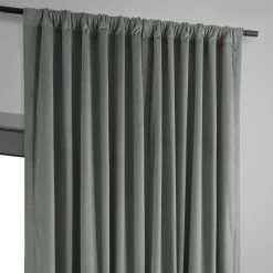 Silver Grey Signature Extra Wide Velvet Blackout Curtain -Chic Curtains Shop VPCH VET1213 pole pocket header