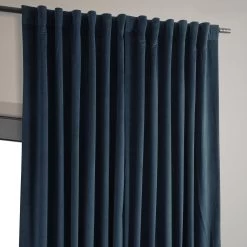 Midnight Blue Signature Extra Wide Velvet Blackout Curtain -Chic Curtains Shop VPCH VET1215 back tab header