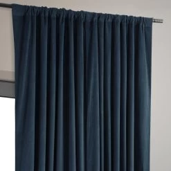 Midnight Blue Signature Extra Wide Velvet Blackout Curtain -Chic Curtains Shop VPCH VET1215 pole pocket header