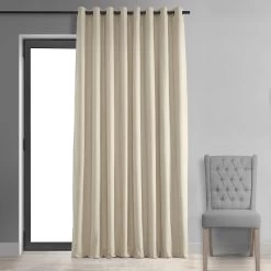 Ivory Grommet Signature Extra Wide Velvet Blackout Curtain 12 Ivory Grommet Signature Extra Wide Velvet Blackout Curtain -Chic Curtains Shop VPCH VET1217 GR front view 1