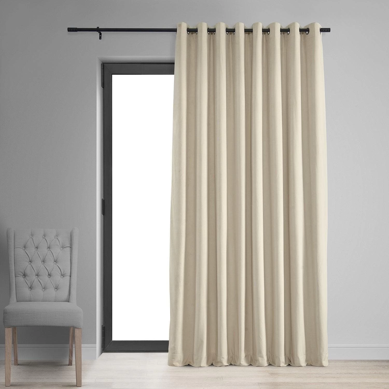 Ivory Grommet Signature Extra Wide Velvet Blackout Curtain 3 Ivory Grommet Signature Extra Wide Velvet Blackout Curtain