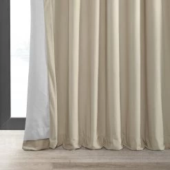 Ivory Grommet Signature Extra Wide Velvet Blackout Curtain 10 Ivory Grommet Signature Extra Wide Velvet Blackout Curtain -Chic Curtains Shop VPCH VET1217 GR lining view