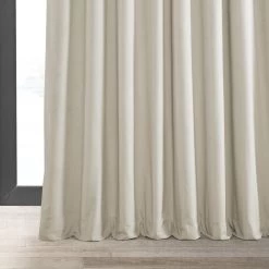 Warm Off White Grommet Signature Extra Wide Velvet Blackout Curtain -Chic Curtains Shop VPCH VET1219 GR floor break