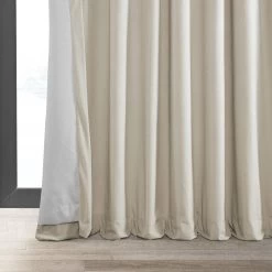 Warm Off White Grommet Signature Extra Wide Velvet Blackout Curtain -Chic Curtains Shop VPCH VET1219 GR lining view