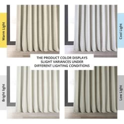 Warm Off White Signature Extra Wide Velvet Blackout Curtain 13 Warm Off White Signature Extra Wide Velvet Blackout Curtain -Chic Curtains Shop VPCH VET1219 angled front view