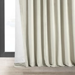 Warm Off White Signature Extra Wide Velvet Blackout Curtain 12 Warm Off White Signature Extra Wide Velvet Blackout Curtain -Chic Curtains Shop VPCH VET1219 lining view