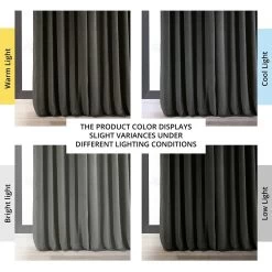 Gunmetal Grey Signature Extra Wide Velvet Blackout Curtain -Chic Curtains Shop VPCH VET1220 angled front view