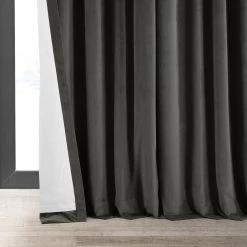 Gunmetal Grey Signature Extra Wide Velvet Blackout Curtain -Chic Curtains Shop VPCH VET1220 lining view