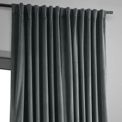 Natural Grey Signature Extra Wide Velvet Blackout Curtain 10 Natural Grey Signature Extra Wide Velvet Blackout Curtain -Chic Curtains Shop VPCH VET1222 back tab header