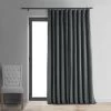 Natural Grey Signature Extra Wide Velvet Blackout Curtain -Chic Curtains Shop VPCH VET1222 front view