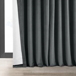 Natural Grey Signature Extra Wide Velvet Blackout Curtain 12 Natural Grey Signature Extra Wide Velvet Blackout Curtain -Chic Curtains Shop VPCH VET1222 lining view