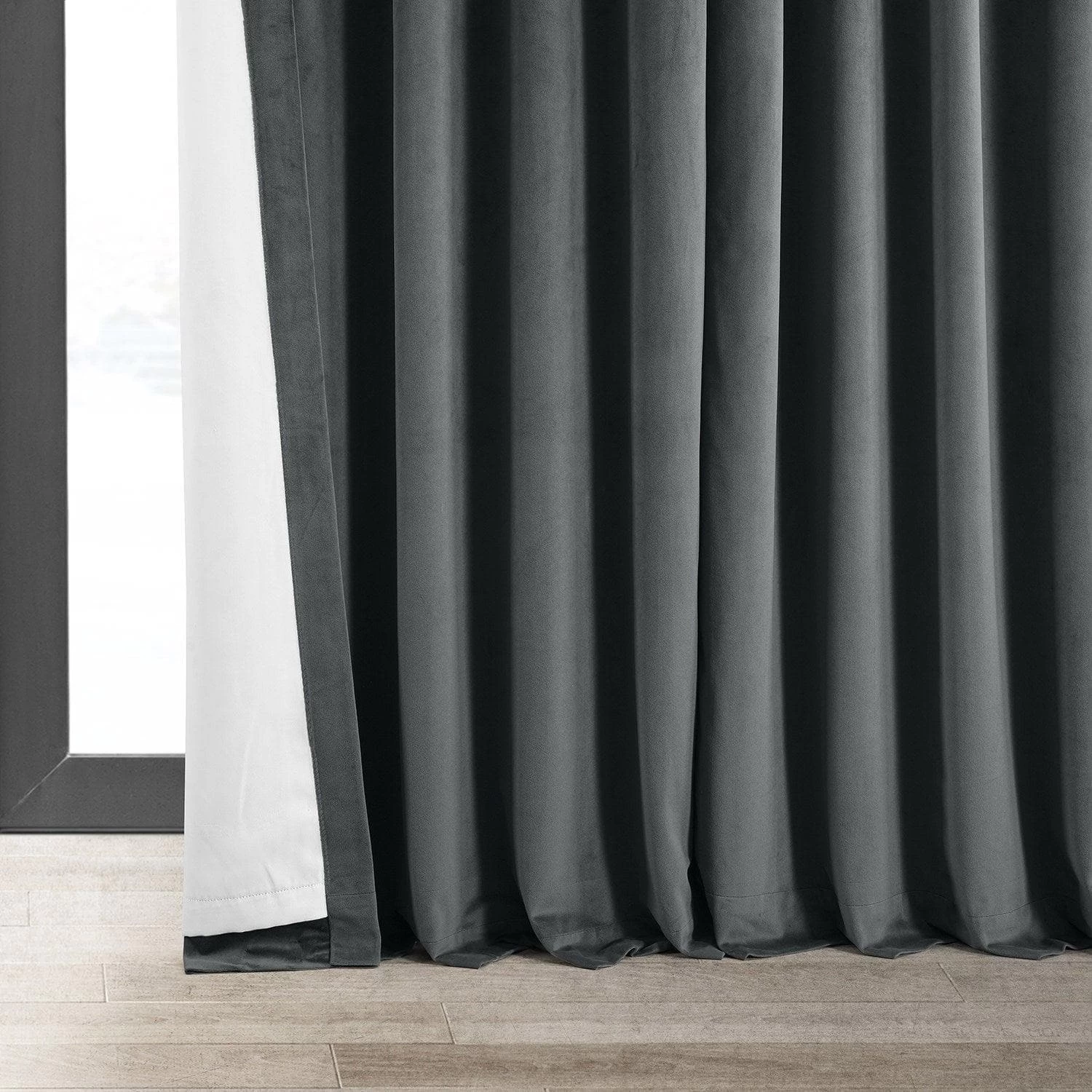 Natural Grey Signature Extra Wide Velvet Blackout Curtain 7 Natural Grey Signature Extra Wide Velvet Blackout Curtain - Image 5