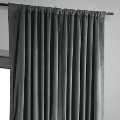 Natural Grey Signature Extra Wide Velvet Blackout Curtain 11 Natural Grey Signature Extra Wide Velvet Blackout Curtain -Chic Curtains Shop VPCH VET1222 pole pocket header