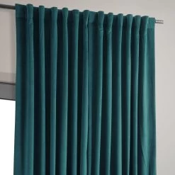 Everglade Teal Signature Extra Wide Velvet Blackout Curtain -Chic Curtains Shop VPCH VET140804 back tab header
