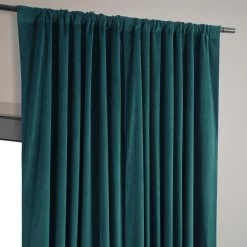Everglade Teal Signature Extra Wide Velvet Blackout Curtain -Chic Curtains Shop VPCH VET140804 pole pocket header