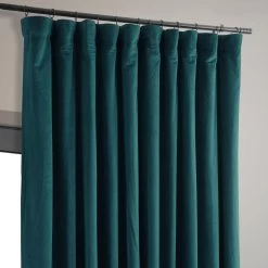 Everglade Teal Signature Extra Wide Velvet Blackout Curtain -Chic Curtains Shop VPCH VET140804 pole pocket hook belt header