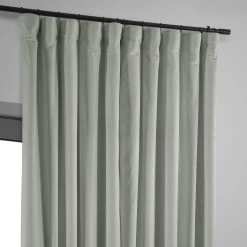 Reflection Grey Signature Extra Wide Velvet Blackout Curtain -Chic Curtains Shop VPCH VET160401 pole pocket hook belt header