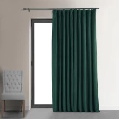 Blackforest Green Signature Extra Wide Velvet Blackout Curtain