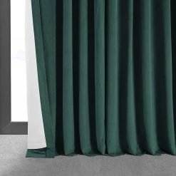 Blackforest Green Signature Extra Wide Velvet Blackout Curtain -Chic Curtains Shop VPCH VET181202 lining view
