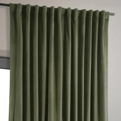 Hunter Green Signature Extra Wide Velvet Blackout Curtain -Chic Curtains Shop VPCH VET190622 back tab header
