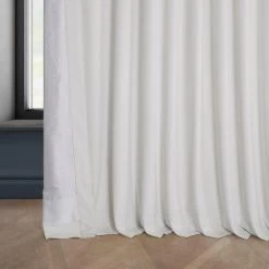 Pillow White Extra Wide Heritage Plush Velvet Curtain -Chic Curtains Shop VPYC 161201 DW lining view