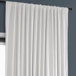 Pillow White Extra Wide Heritage Plush Velvet Curtain -Chic Curtains Shop VPYC 161201 DW pole pocket header