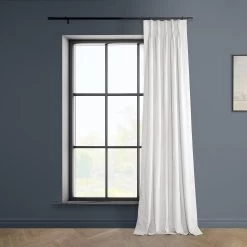 Pillow White French Pleat Heritage Plush Velvet Curtain -Chic Curtains Shop VPYC 161201 FPD front view r