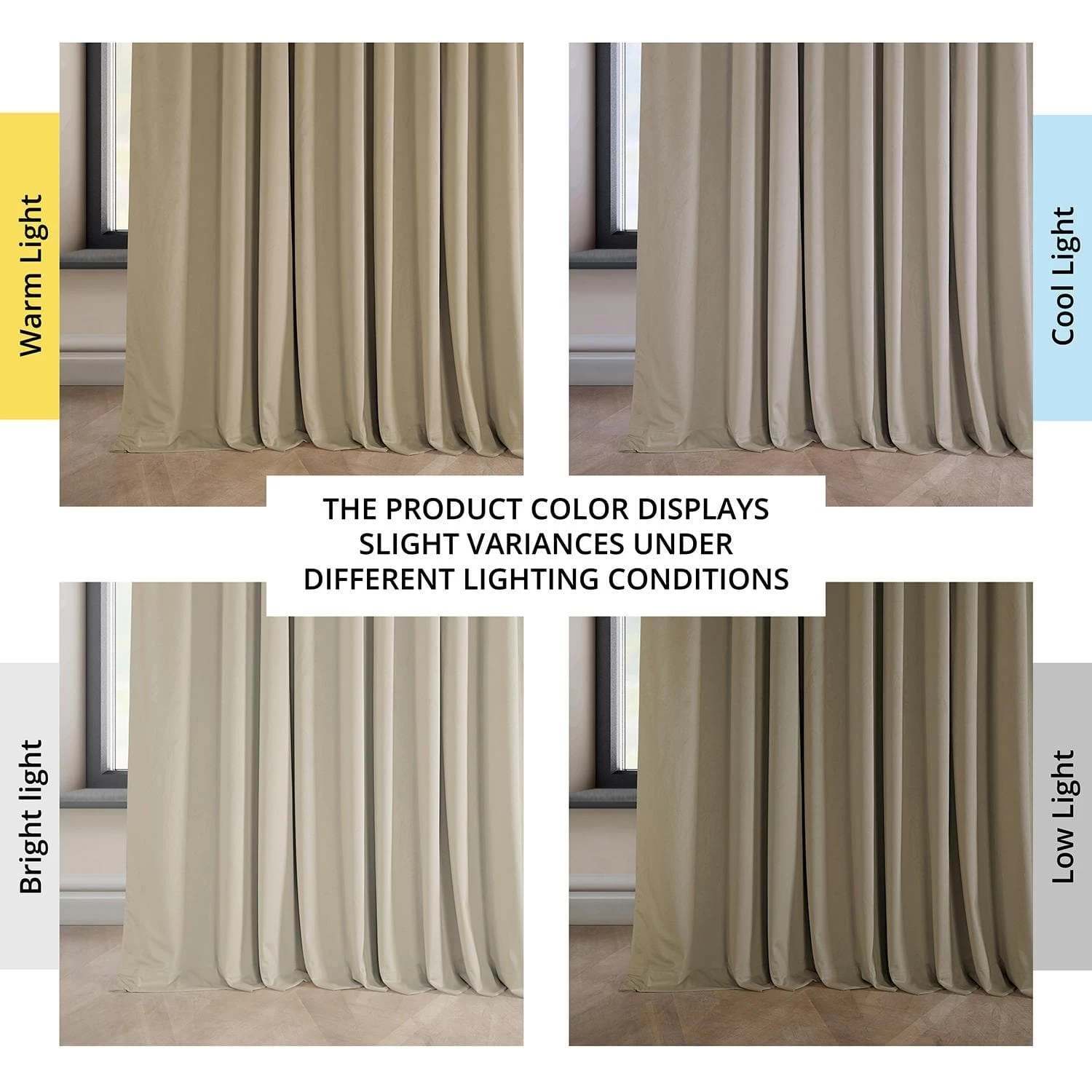 Light Beige Extra Wide Heritage Plush Velvet Curtain 8 Light Beige Extra Wide Heritage Plush Velvet Curtain - Image 6