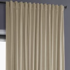Light Beige Extra Wide Heritage Plush Velvet Curtain 10 Light Beige Extra Wide Heritage Plush Velvet Curtain -Chic Curtains Shop VPYC 161204 DW back tab header