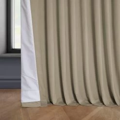 Light Beige Extra Wide Heritage Plush Velvet Curtain 12 Light Beige Extra Wide Heritage Plush Velvet Curtain -Chic Curtains Shop VPYC 161204 DW lining view