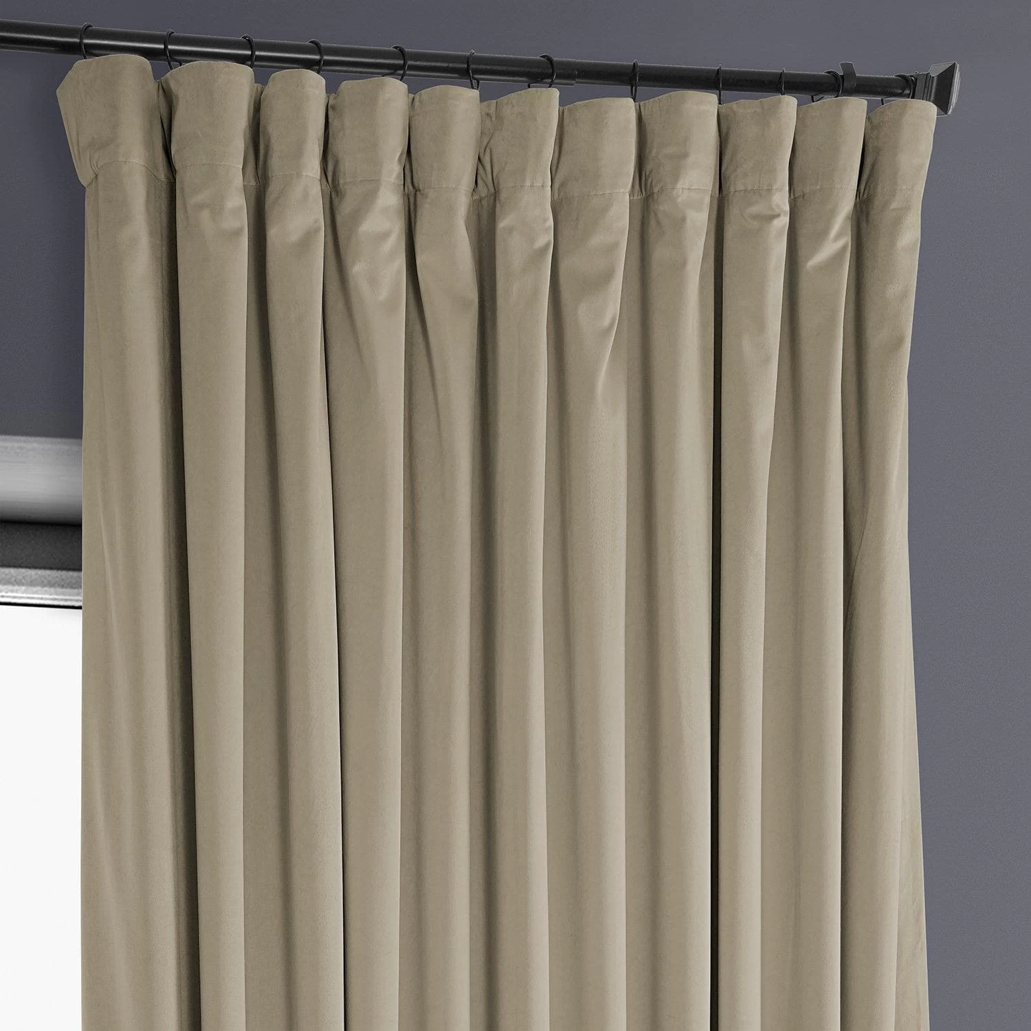 Light Beige Extra Wide Heritage Plush Velvet Curtain 4 Light Beige Extra Wide Heritage Plush Velvet Curtain - Image 2