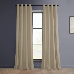 Light Beige Grommet Heritage Plush Velvet Curtain
