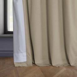 Light Beige Grommet Heritage Plush Velvet Curtain -Chic Curtains Shop VPYC 161204 GR lining view