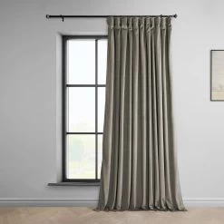 Gallery Taupe Extra Wide Heritage Plush Velvet Curtain