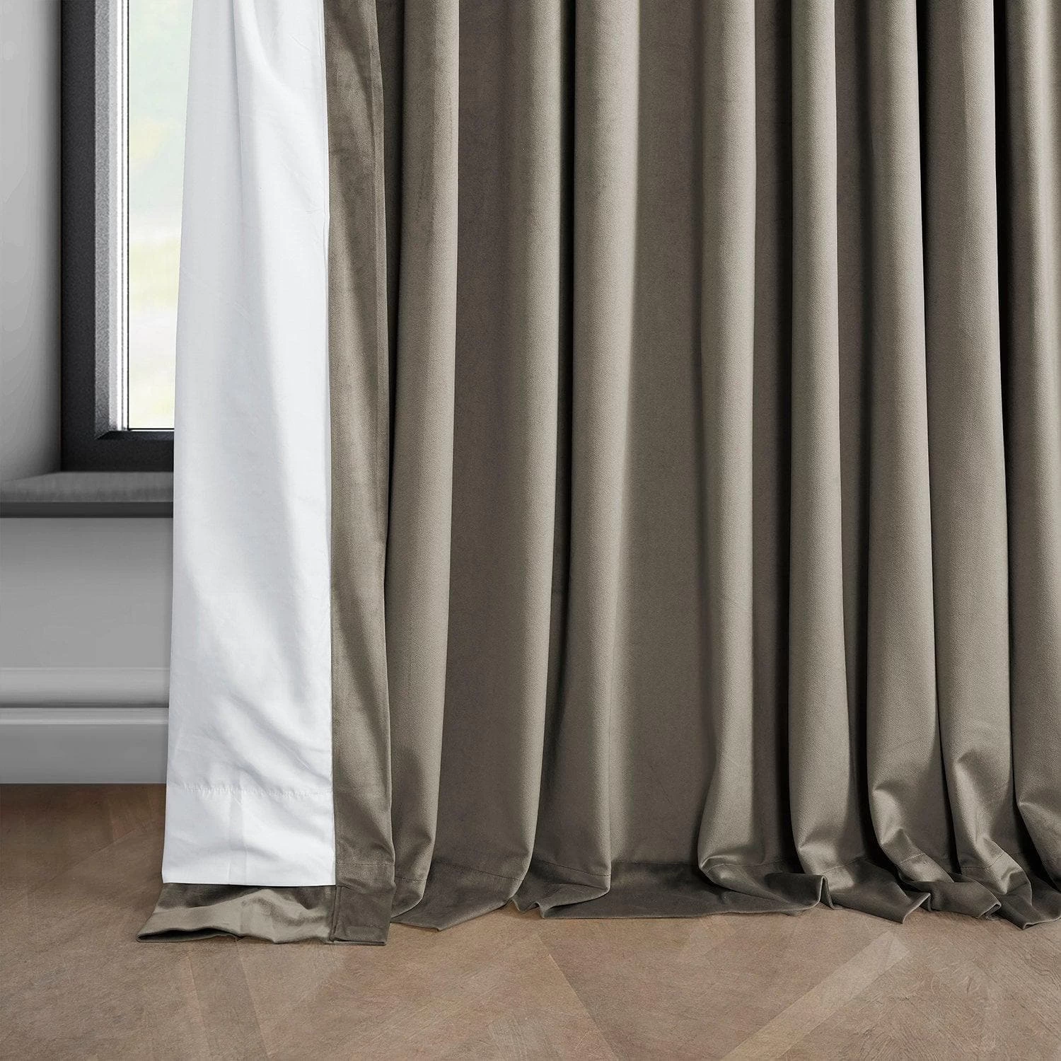 Gallery Taupe Extra Wide Heritage Plush Velvet Curtain 7 Gallery Taupe Extra Wide Heritage Plush Velvet Curtain - Image 5