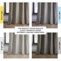 Gallery Taupe Grommet Heritage Plush Velvet Curtain -Chic Curtains Shop VPYC 161209 GR angled front view