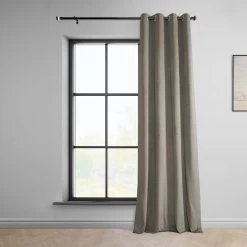 Gallery Taupe Grommet Heritage Plush Velvet Curtain -Chic Curtains Shop VPYC 161209 GR front view r 6e6b99e8 637b 4d79 aee8 6b64a8b47550