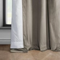 Gallery Taupe Grommet Heritage Plush Velvet Curtain -Chic Curtains Shop VPYC 161209 GR lining view eb692390 2120 4f3f 86e2 175318e7bb49