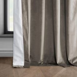 Gallery Taupe Heritage Plush Velvet Curtain 12 Gallery Taupe Heritage Plush Velvet Curtain -Chic Curtains Shop VPYC 161209 lining view c19b55b6 c87a 4461 b19a 8c92d2fc6fa7
