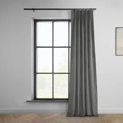 Destiny Grey French Pleat Heritage Plush Velvet Curtain -Chic Curtains Shop VPYC 161213 FPD front view r 74201d0d f222 4add 85ec cdfc78a1c678